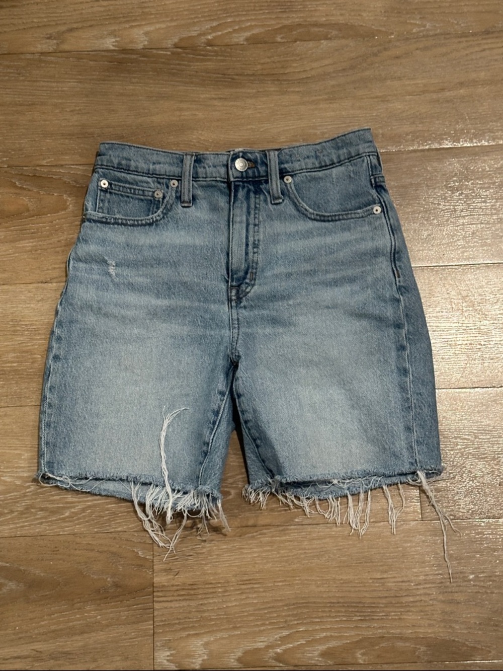 Madewell High-Rise Denim Mid-Length Shorts - Light Blue (JORTS)